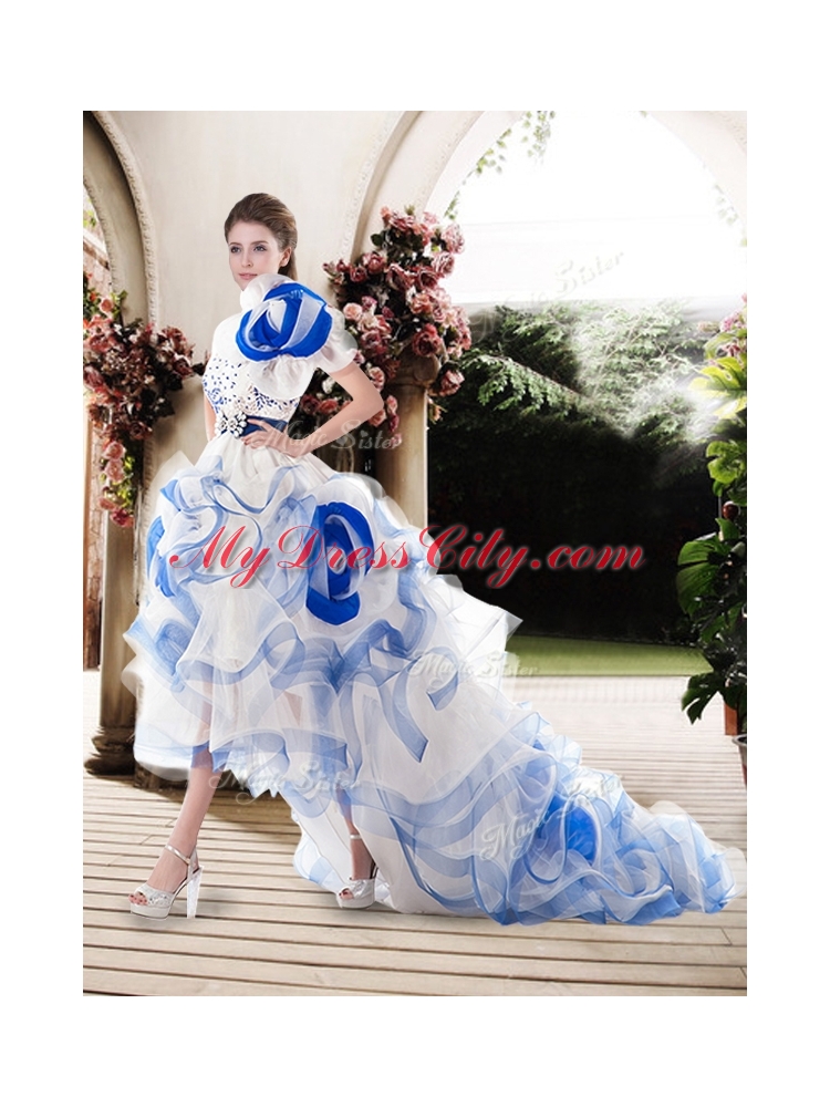 Popular One Shoulder High Low Wedding Dresses with Beading and Ruffles