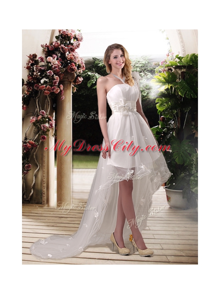 Exclusive One Shoulder High Low Wedding Dresses with Appliques