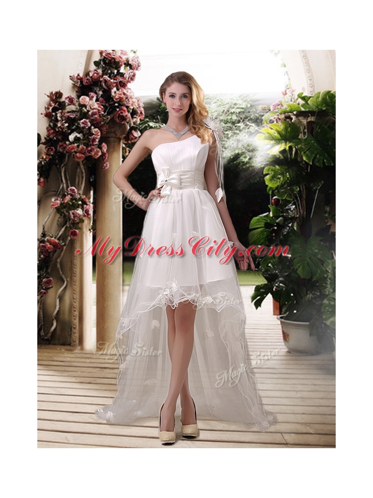 Exclusive One Shoulder High Low Wedding Dresses with Appliques