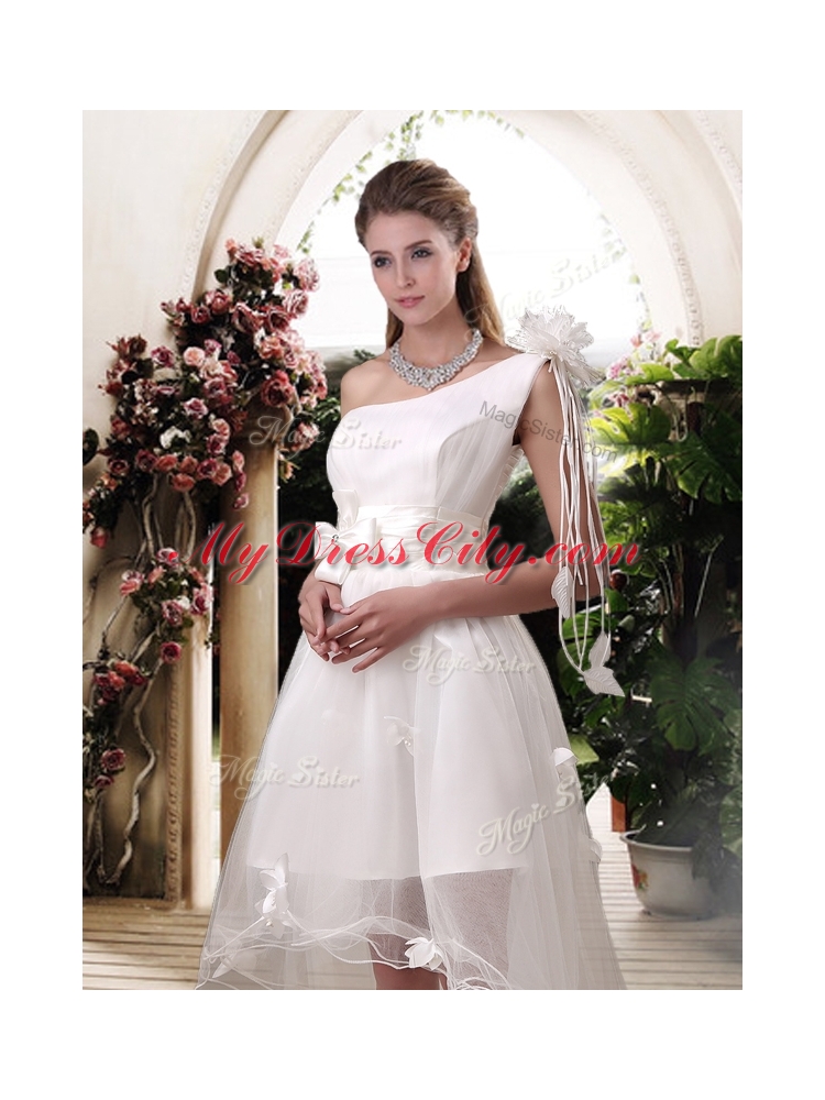 Exclusive One Shoulder High Low Wedding Dresses with Appliques