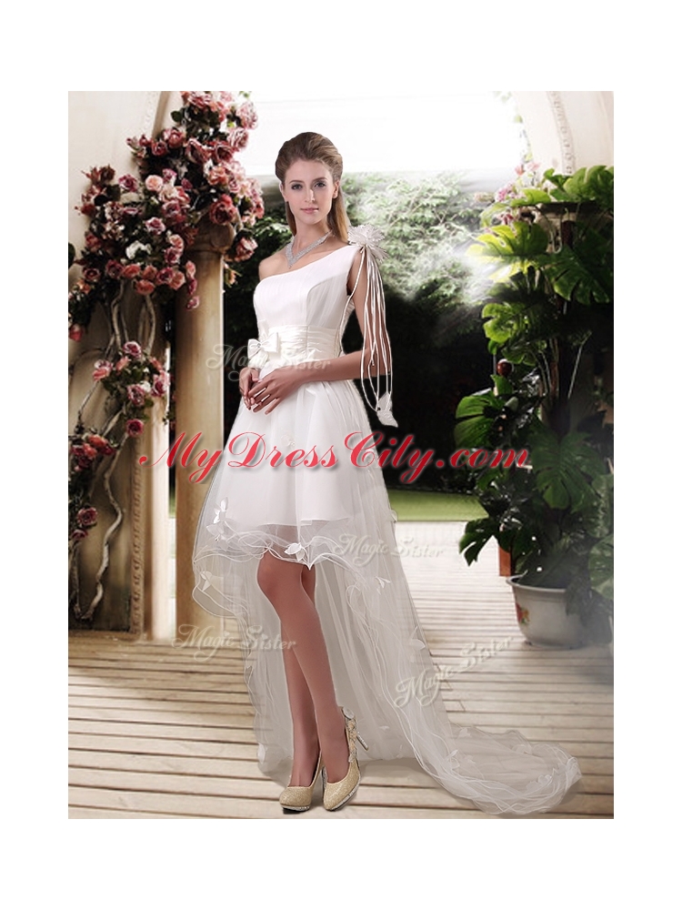 Exclusive One Shoulder High Low Wedding Dresses with Appliques