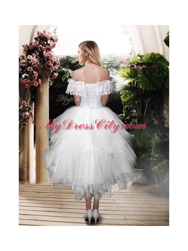 New Style Off the Shoulder Wedding Dresses with High Low