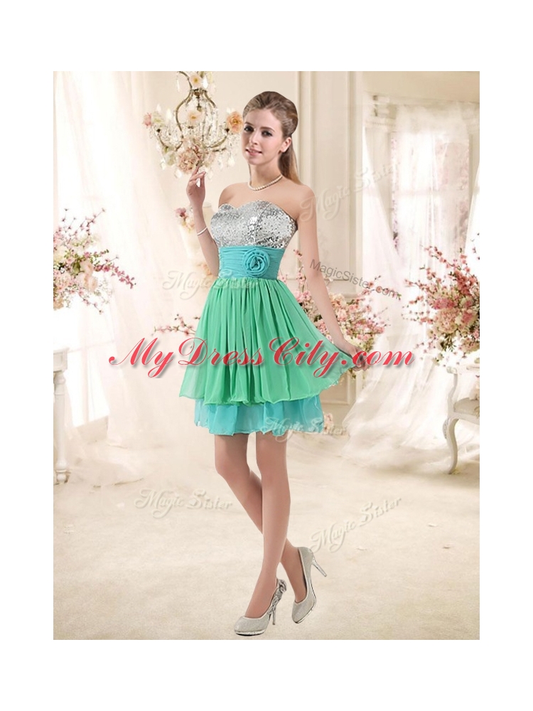 Lovely 2016 Short Prom Dresses with Sequins and Belt