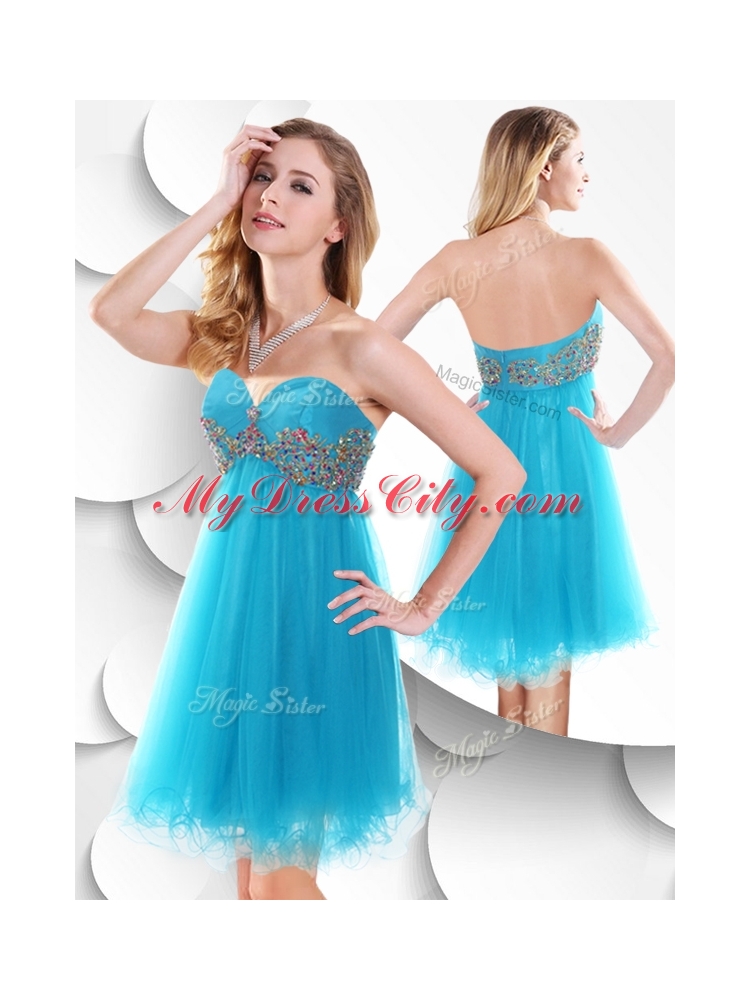 Sweet Short Baby Blue Prom Dress with Beading