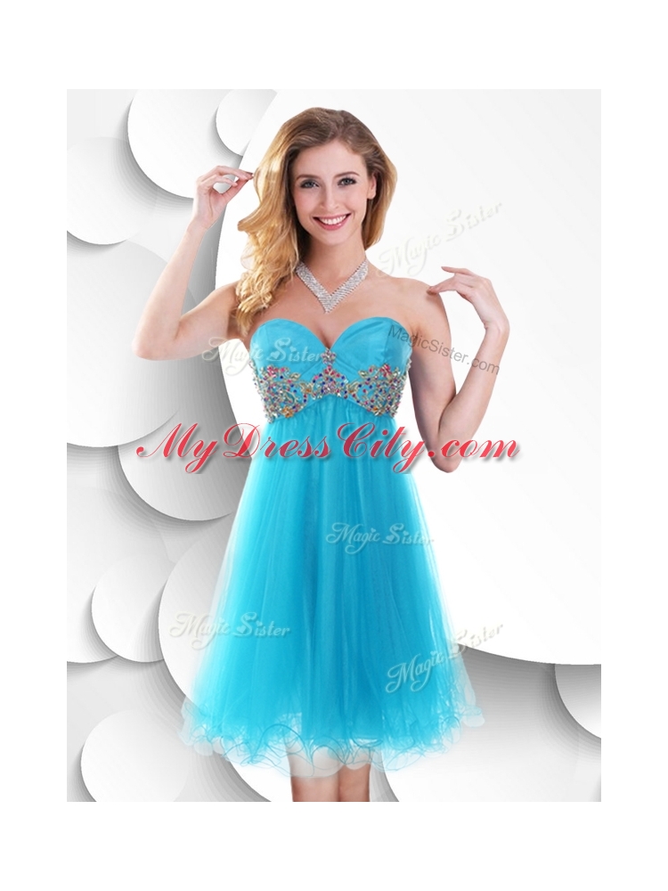 Sweet Short Baby Blue Prom Dress with Beading