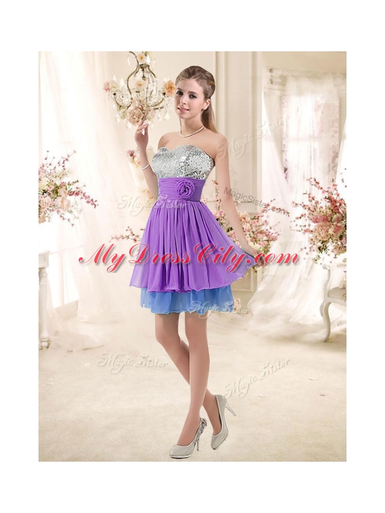 Top Selling Sweetheart Short Sequins Bridesmaid Dresses in Multi Color