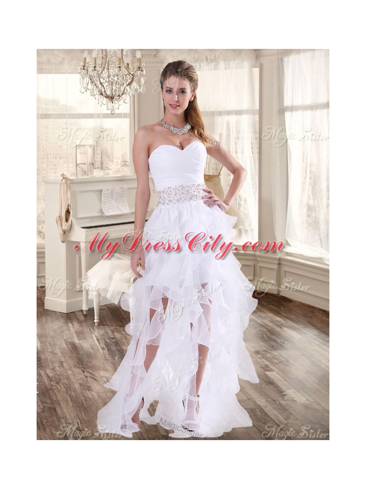 Lovely Taffeta Applique and Beaded Red Quinceanera Dress and Asymmetrical White Dama Dresses