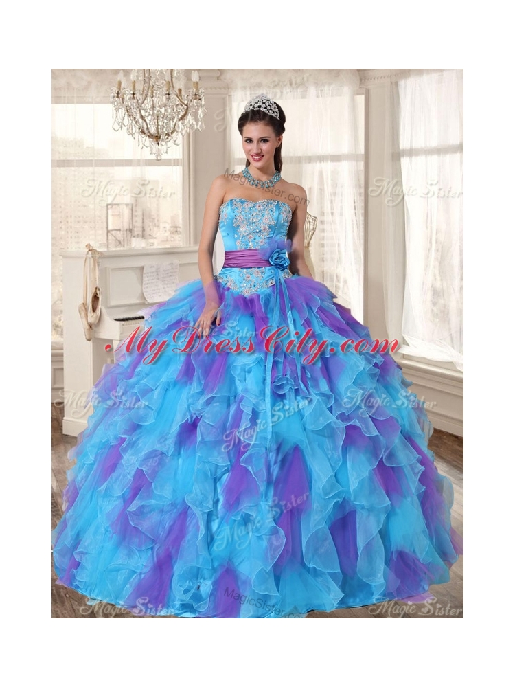 Perfect Applique and Ruffled Quinceanera Dress and High Low Beaded Dama Dresses