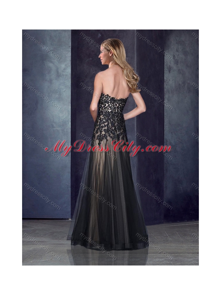 2016 Top Selling Empire Applique Black Prom Dress in Tulle