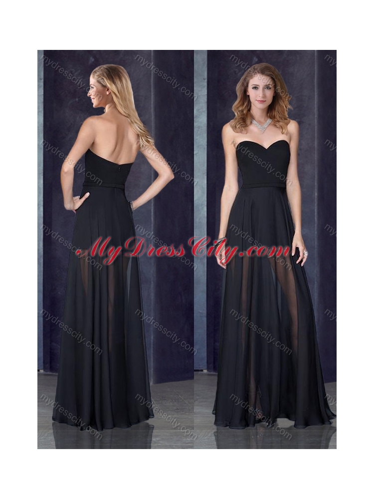 2016 Short Inside Long Outside Black New Bridesmaid Dresses with Belt