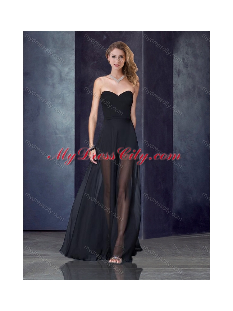 2016 Short Inside Long Outside Black New Bridesmaid Dresses with Belt