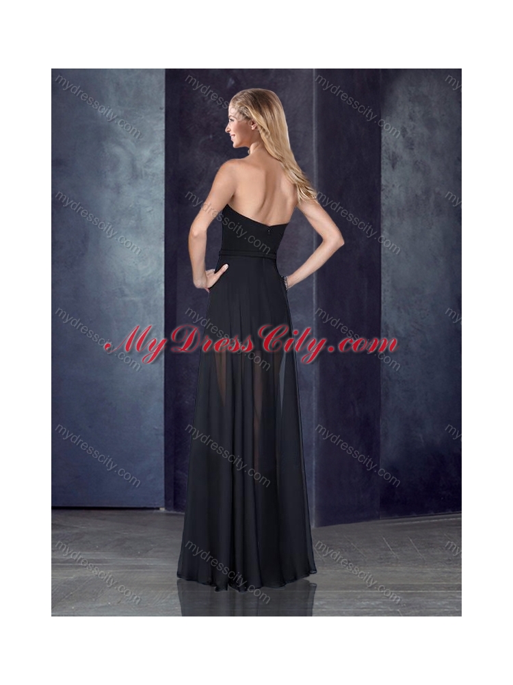 2016 Short Inside Long Outside Black New Bridesmaid Dresses with Belt