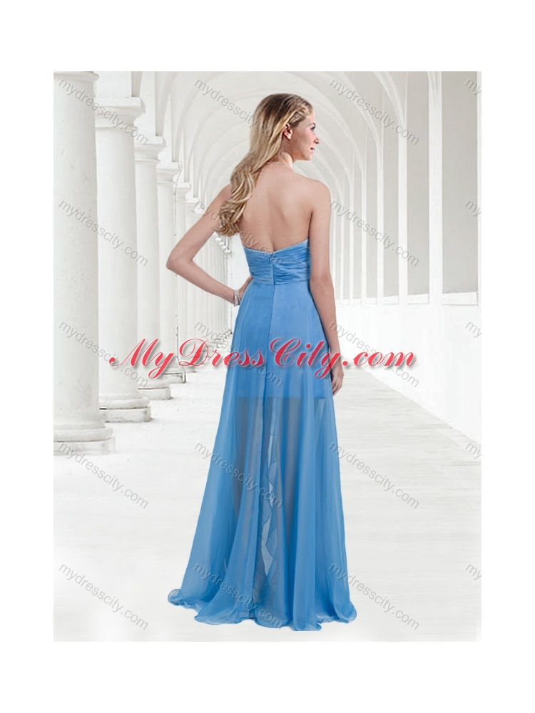 Lovely Zipper Up Baby Blue Long New Bridesmaid Dresses with Beading