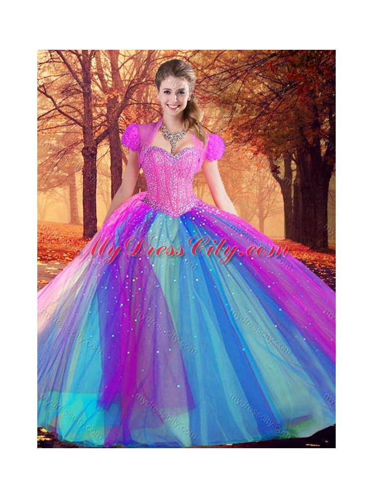 2016 Colorful Multi Color Quinceanera Dress with Beading