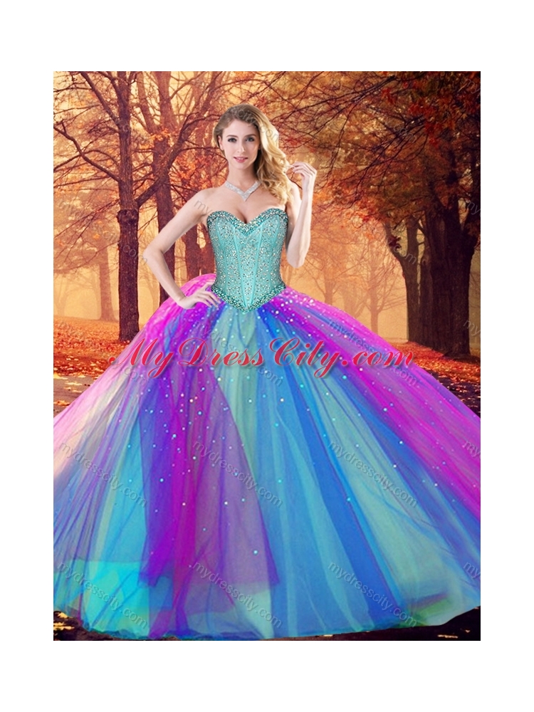 2016 Colorful Multi Color Quinceanera Dress with Beading