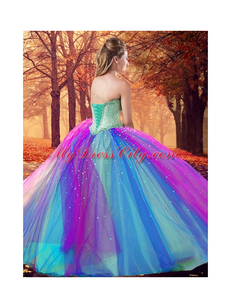 2016 Colorful Multi Color Quinceanera Dress with Beading