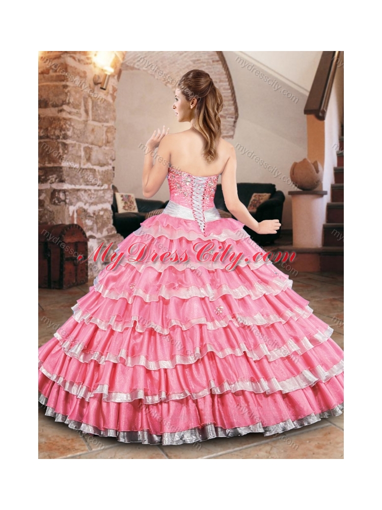 Elegant Organza Quinceanera Dress with Beading and Ruffled Layers