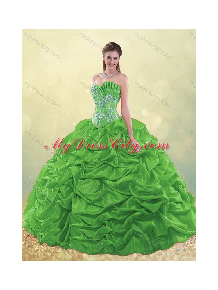 Latest Taffeta Teal Quinceanera Dress with Beading and Bubbles