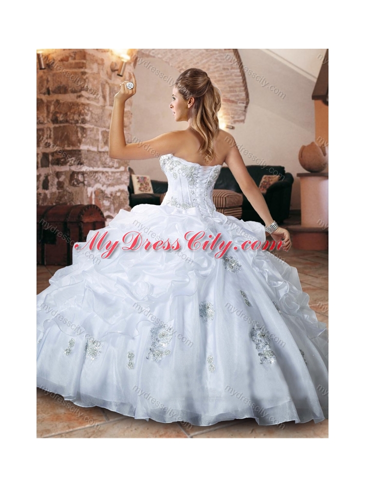 Classical Strapless Applique and Bubble Quinceanera Dress in Organza