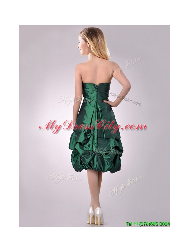 Classical Taffeta Strapless Bubble Dama Dress in Dark Green