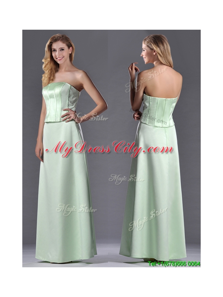 Discount Column Ruching Satin Bridesmaid  Dress with Strapless