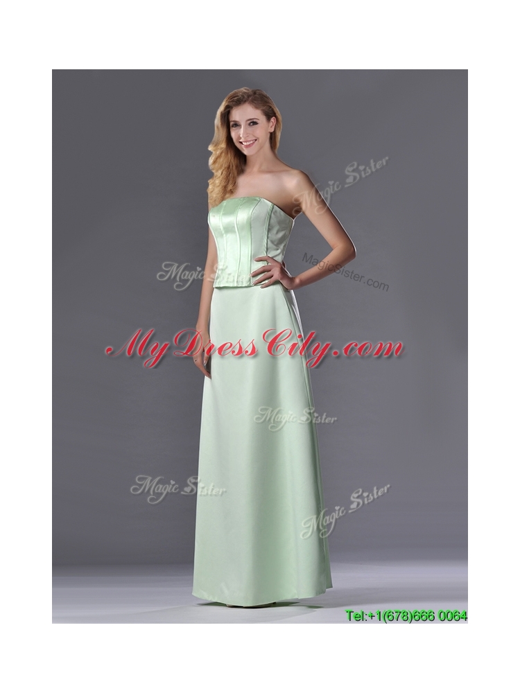 Discount Column Ruching Satin Bridesmaid  Dress with Strapless