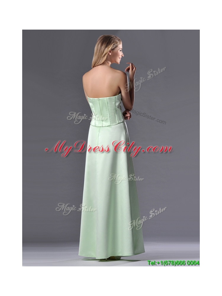 Discount Column Ruching Satin Bridesmaid  Dress with Strapless