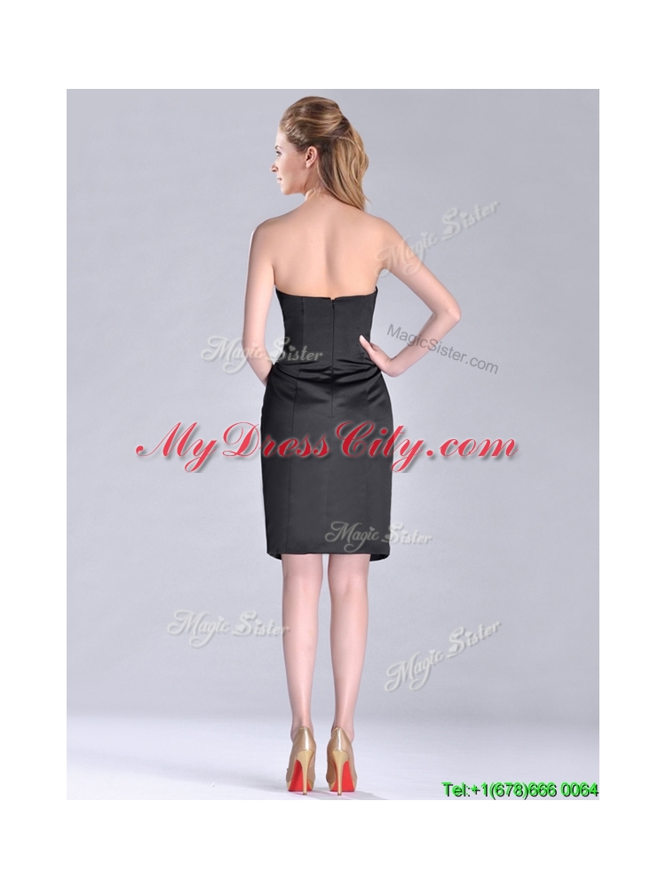 Fashionable Front Short Back Long V Neck Prom Dress in Black