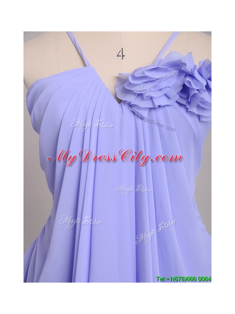 Hot Sale Ruffled Layers and Handcrafted Flower Bridesmaid Dress in Lavender