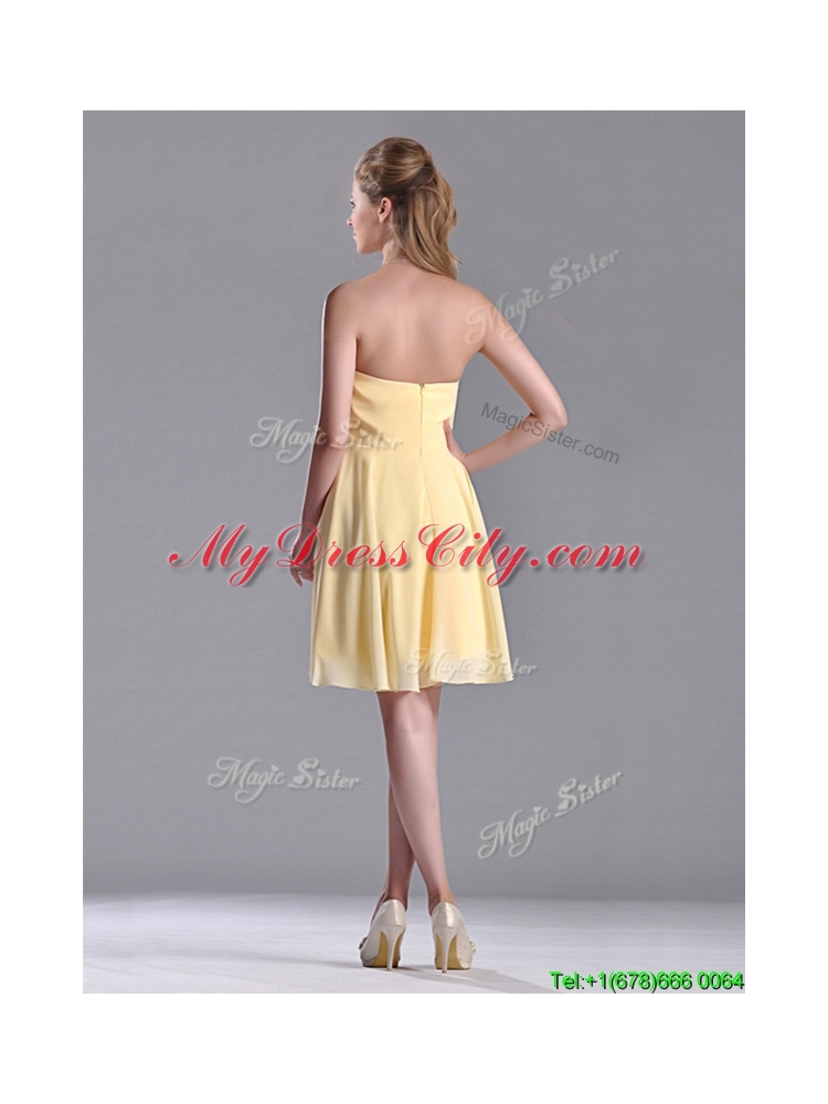 Modest Empire Chiffon Yellow Short  Dama Dress with Beading