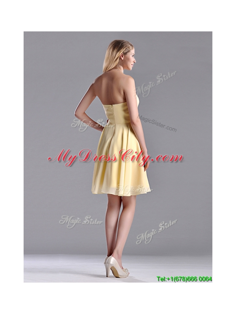 Modest Empire Chiffon Yellow Short  Dama Dress with Beading