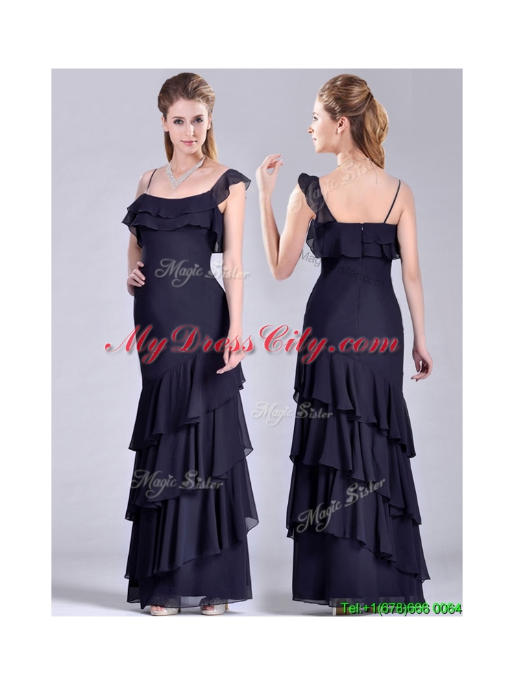 Best Selling Asymmetrical Ankle Length Vintage Mother Dress with Ruffled Layers