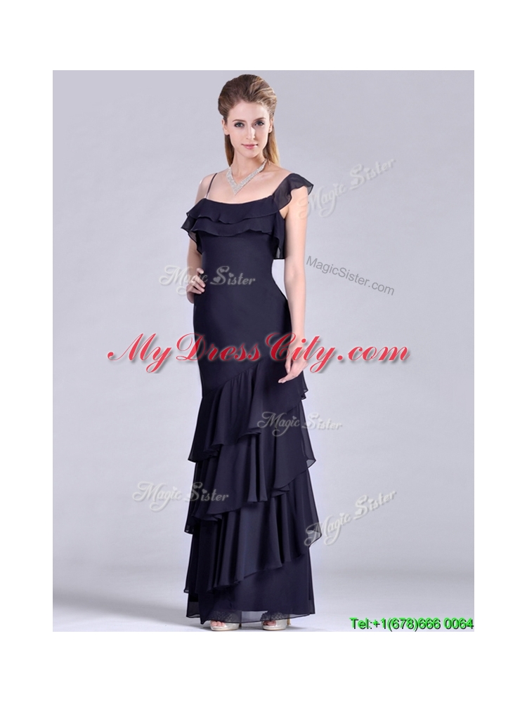 Best Selling Asymmetrical Ankle Length Vintage Mother Dress with Ruffled Layers