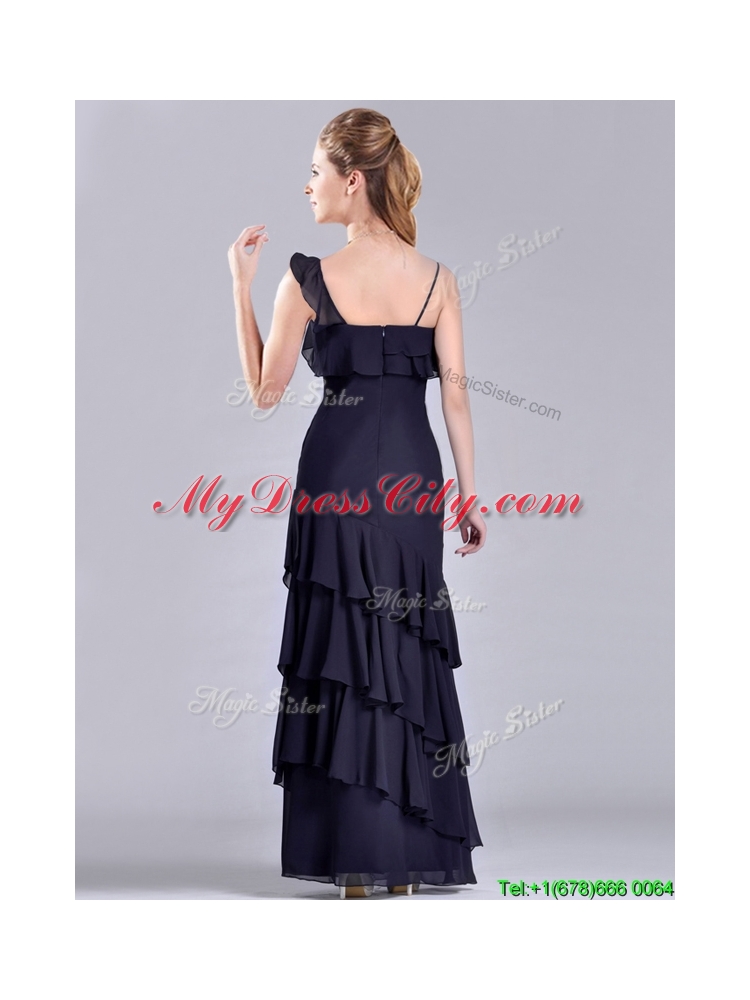 Best Selling Asymmetrical Ankle Length Vintage Mother Dress with Ruffled Layers