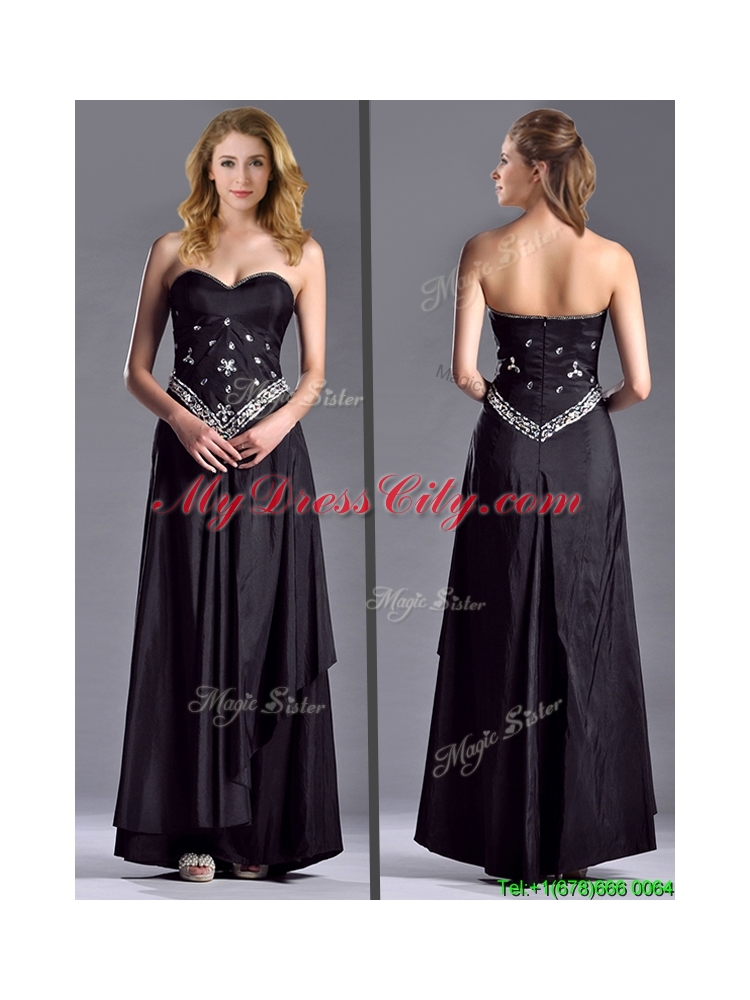 Discount Column Sweetheart Taffeta Black Vintage Mother  Dress with Beading