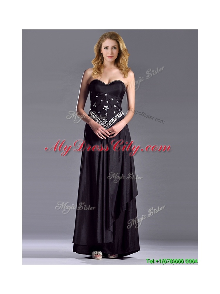 Discount Column Sweetheart Taffeta Black Vintage Mother  Dress with Beading