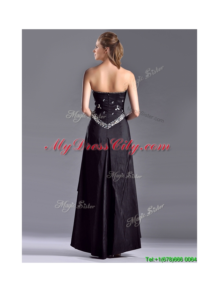 Discount Column Sweetheart Taffeta Black Vintage Mother  Dress with Beading