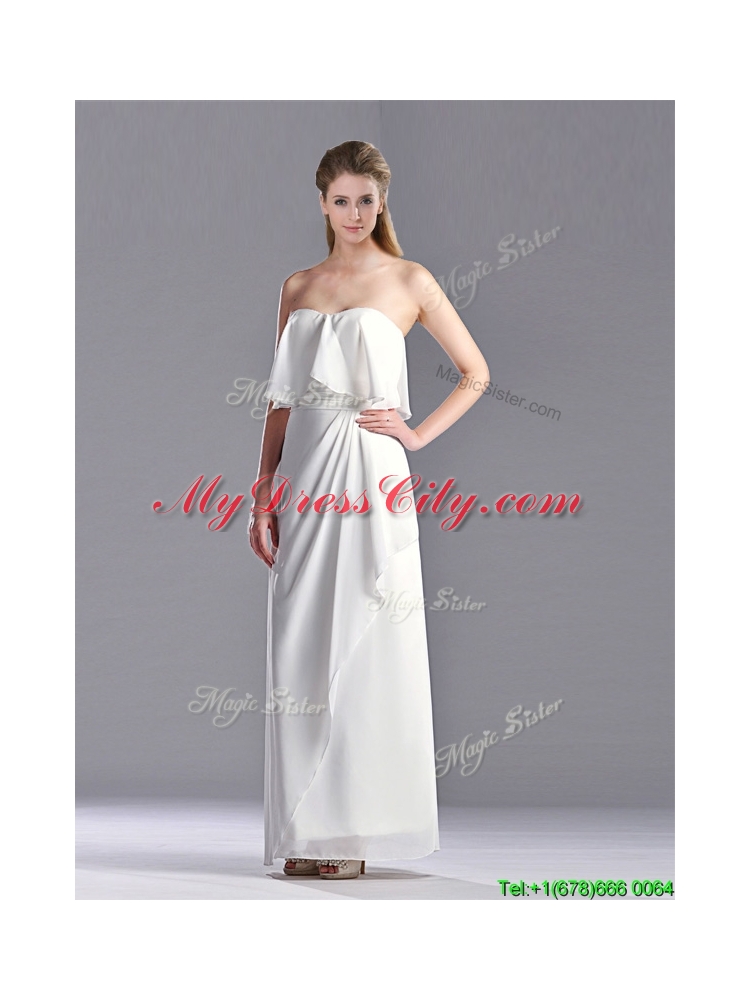 Latest Arrivals Empire Strapless Ankle Length Mother Dress in White