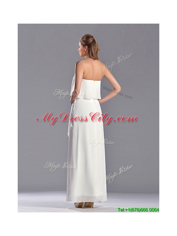 Latest Arrivals Empire Strapless Ankle Length Mother Dress in White