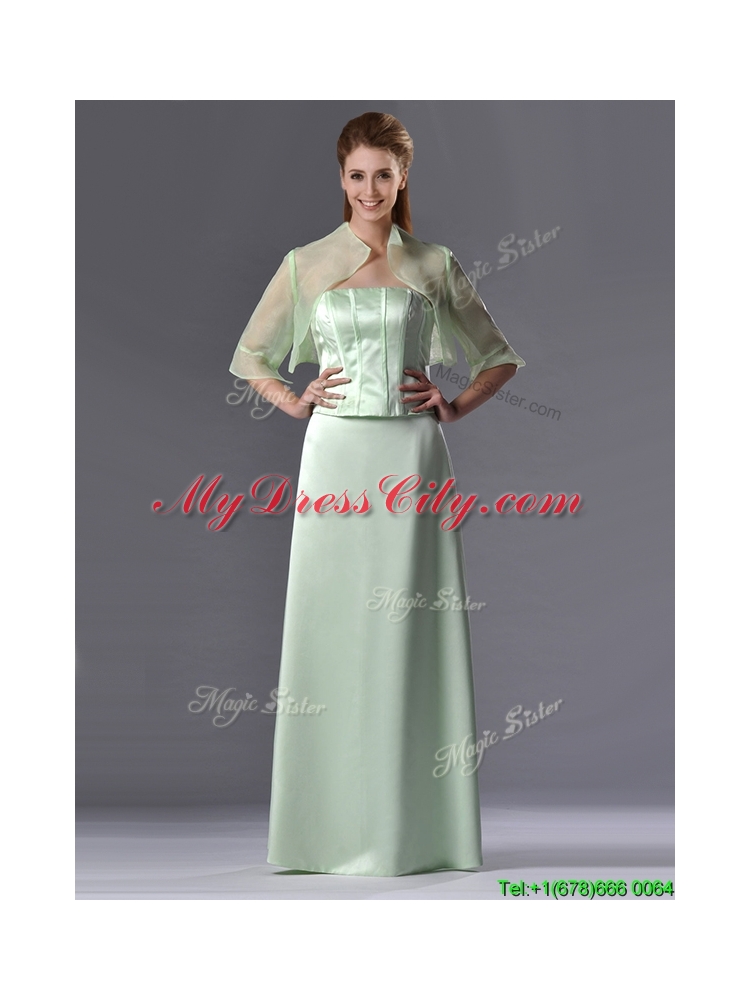 Latest Column Strapless Ruching Mother Dress with Jacket