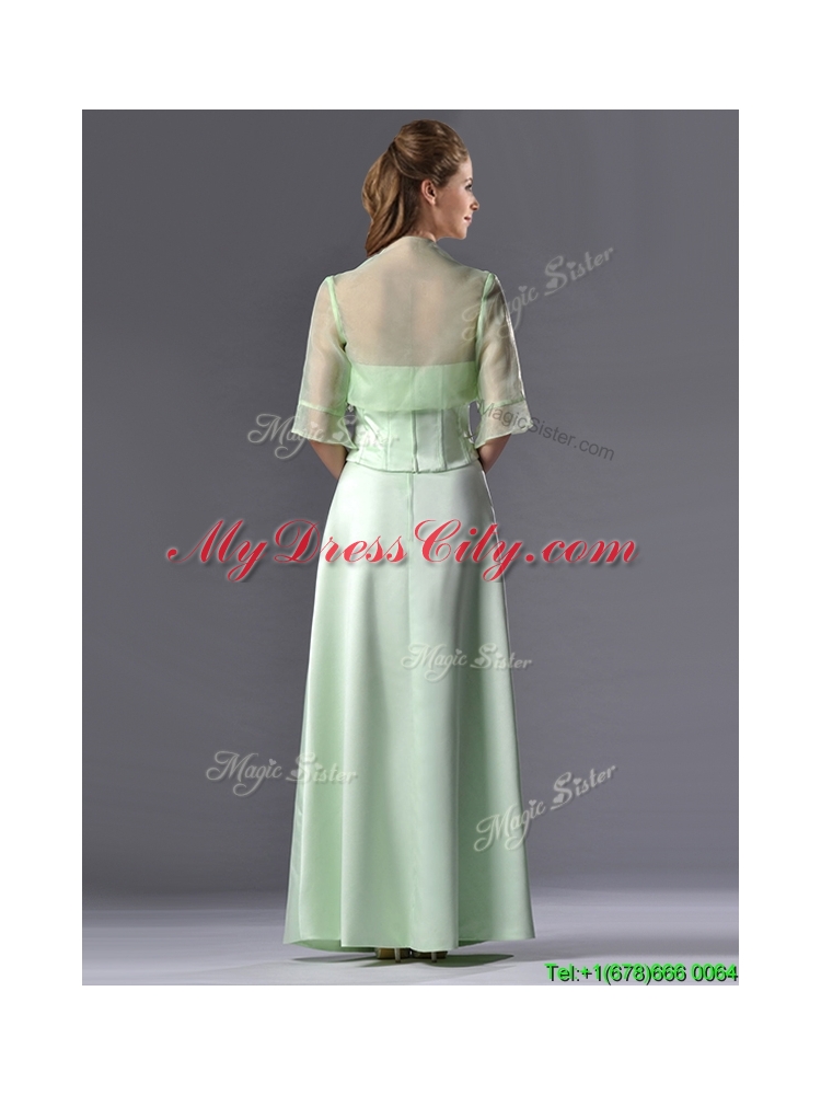 Latest Column Strapless Ruching Mother Dress with Jacket