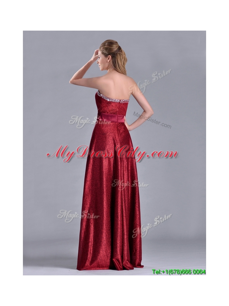 Classical Empire Sweetheart Wine Red Prom Dress with Beaded Top