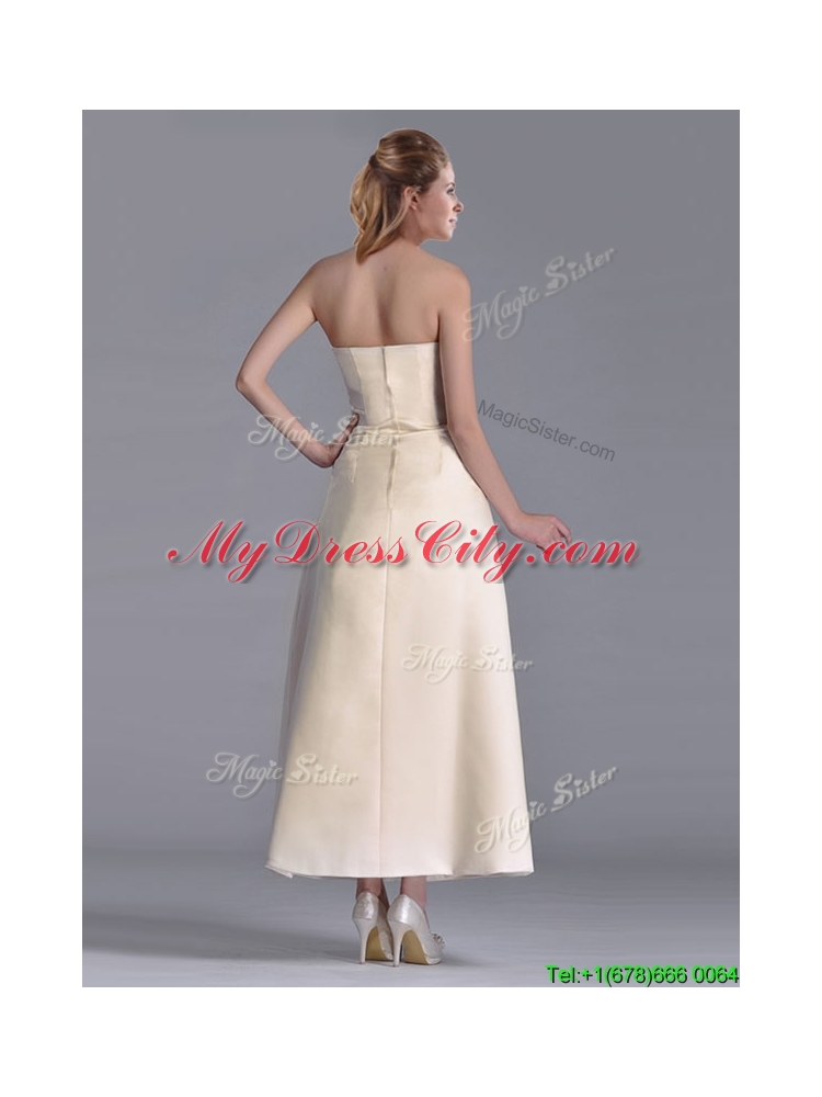 Latest Luxurious Tea Length Applique Decorated Bodice Mother Dress in Off White