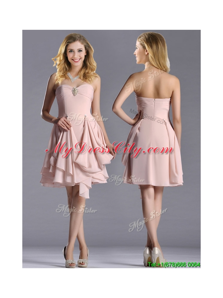 Exclusive Sweetheart Chiffon Beaded Prom Dress in Light Pink