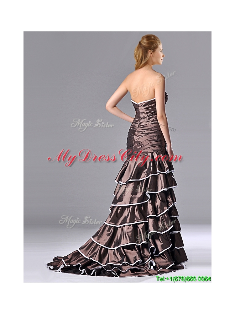 Luxurious Mermaid Ruffled Layers Prom Dress with Brush Train