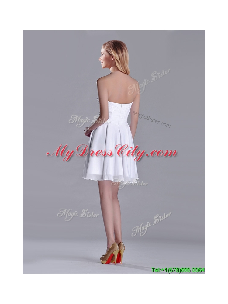 2016 Elegant Empire Strapless Beaded White Prom Dress in Chiffon