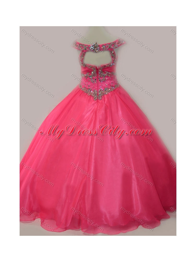 Cute Beaded Bodice Zipper Up  Mini Quinceanera Dress in Hot Pink