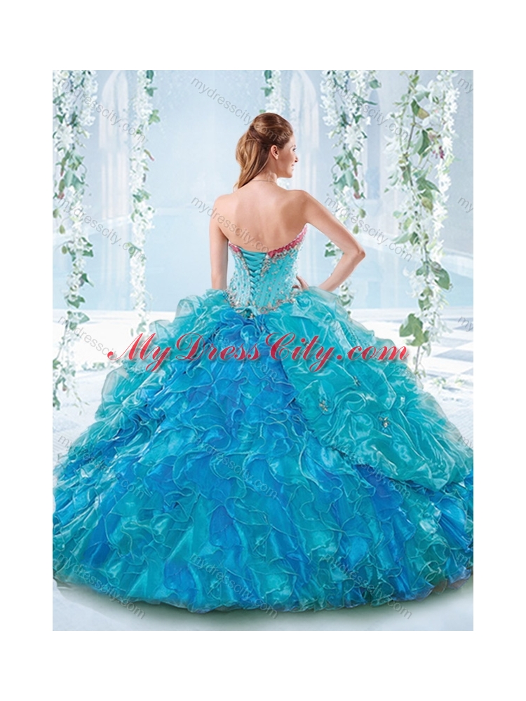 Elegant Beaded Bodice and Ruffled Sweetheart Detachable Quinceanera Dress