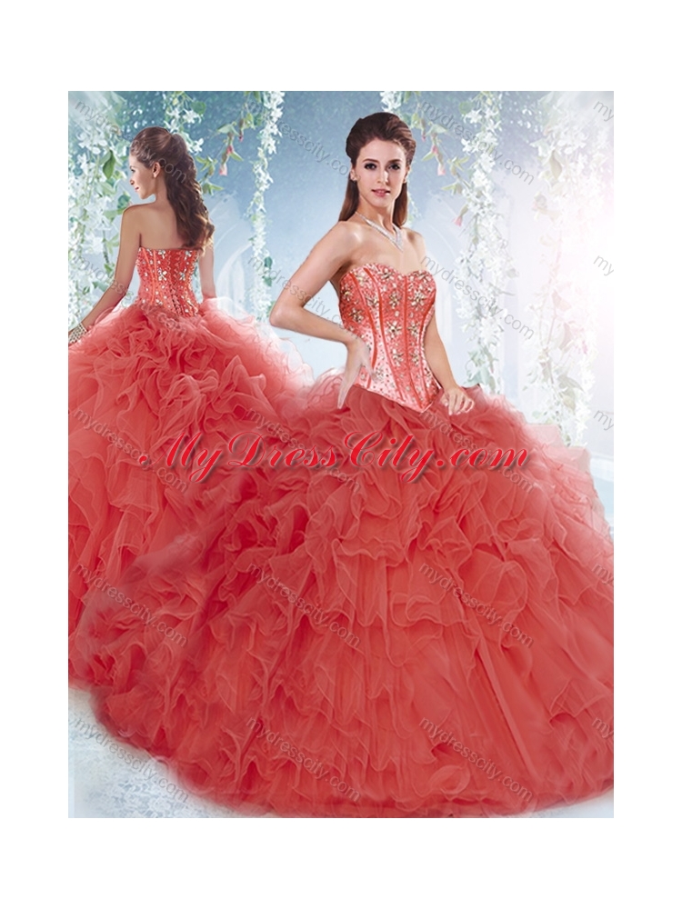 Pretty Brush Train  Detachable Quinceanera Skirts with Beading and Ruffles