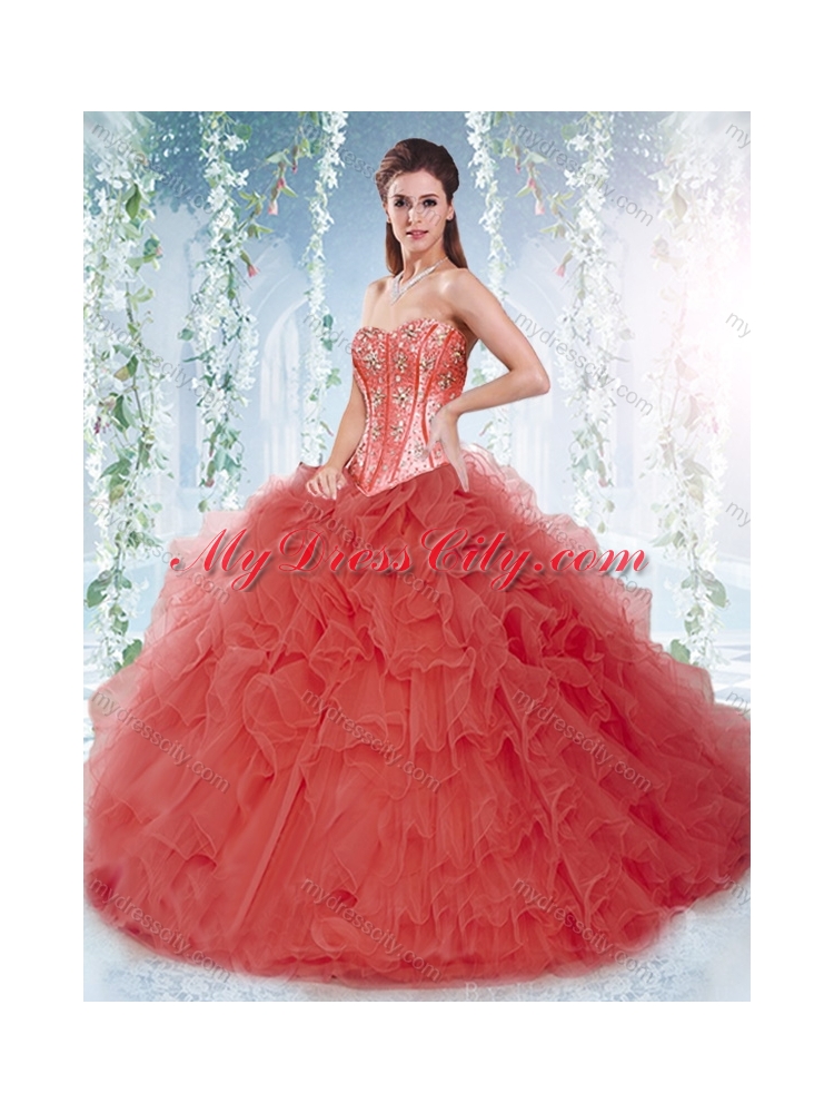 Pretty Brush Train  Detachable Quinceanera Skirts with Beading and Ruffles